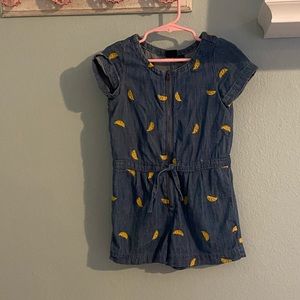 Gap denim romper with lemon slices size 3